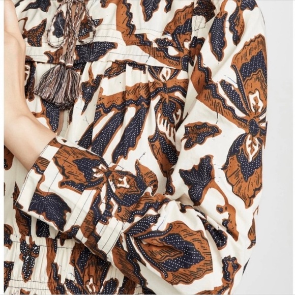 Ulla Johnson Dress Ismaya Mini Smocked in Bone Cream Floral - Picture 3 of 10